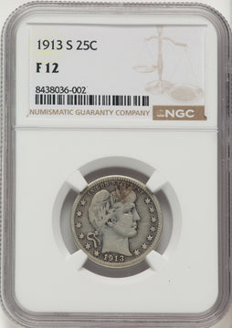 1913-S 25C Barber Quarter NGC F12