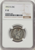 1913-S 25C Barber Quarter NGC F12