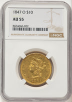 1847-O $10 Liberty Eagle NGC AU55
