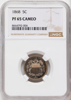 1868 5C CA Proof Shield Nickel NGC PR65