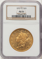 1876-CC $20 Liberty Double Eagle NGC AU53