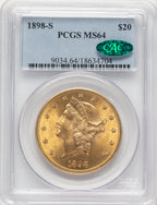 1898-S $20 CAC Liberty Double Eagle PCGS MS64