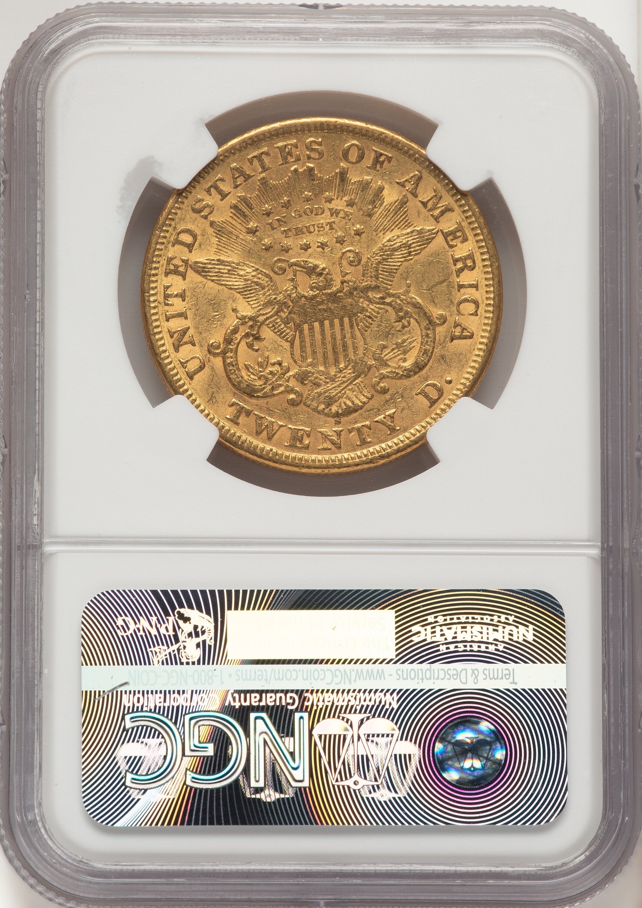 1869-S $20 Liberty Double Eagle NGC AU55
