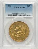 1850 $20 Liberty Double Eagle PCGS AU53