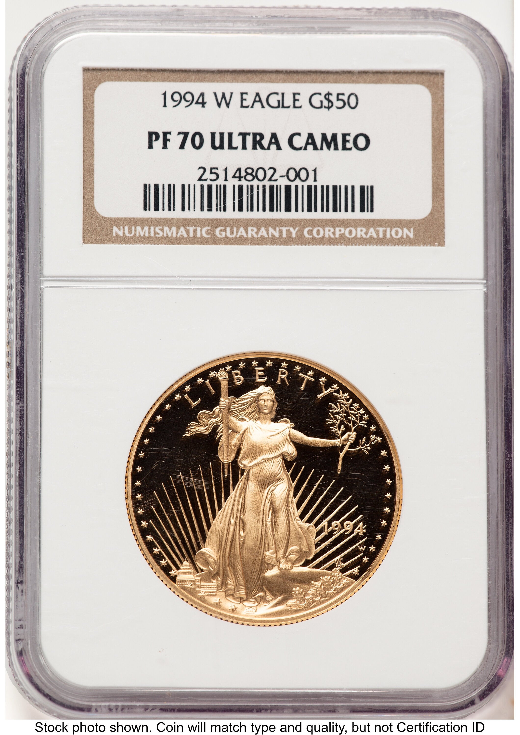1994-W Proof Gold Eagle 1 oz Brown Label NGC PF70