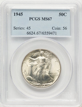 1945 50C Walking Liberty Half Dollar PCGS MS67