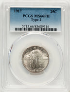 1917 25C Type Two FH Standing Liberty Quarter PCGS MS66