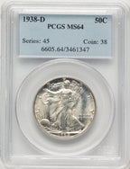 1938-D 50C Walking Liberty Half Dollar PCGS MS64