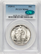 1939-S 50C CAC Walking Liberty Half Dollar PCGS MS66