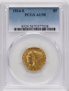 1914-S $5 Indian Half Eagle PCGS AU58