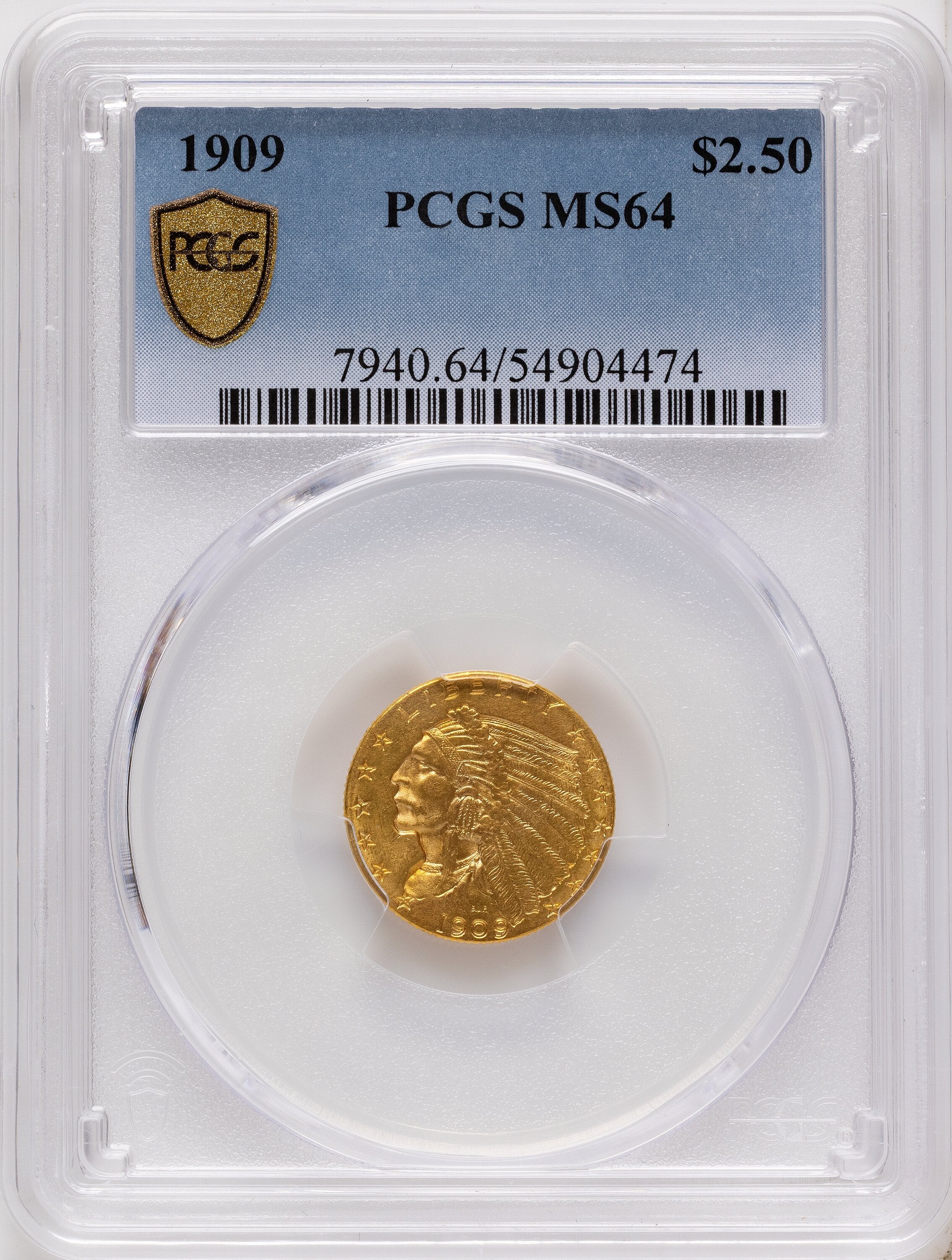 1909 $2.50 Indian Quarter Eagle PCGS MS64