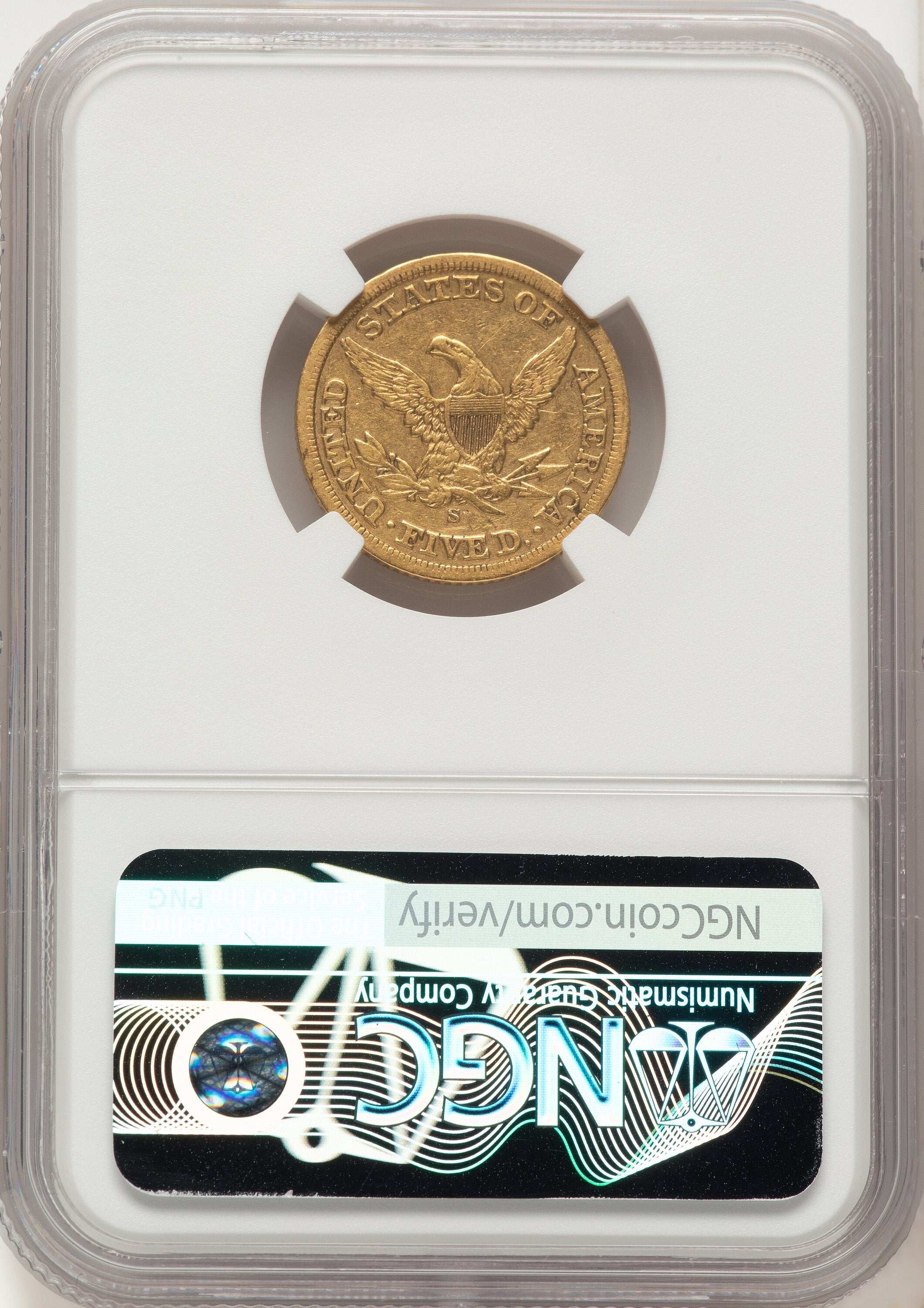 1861-S $5 Liberty Half Eagle NGC AU53