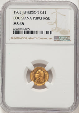 1903 G$1 JEFF Commemorative Gold NGC MS68