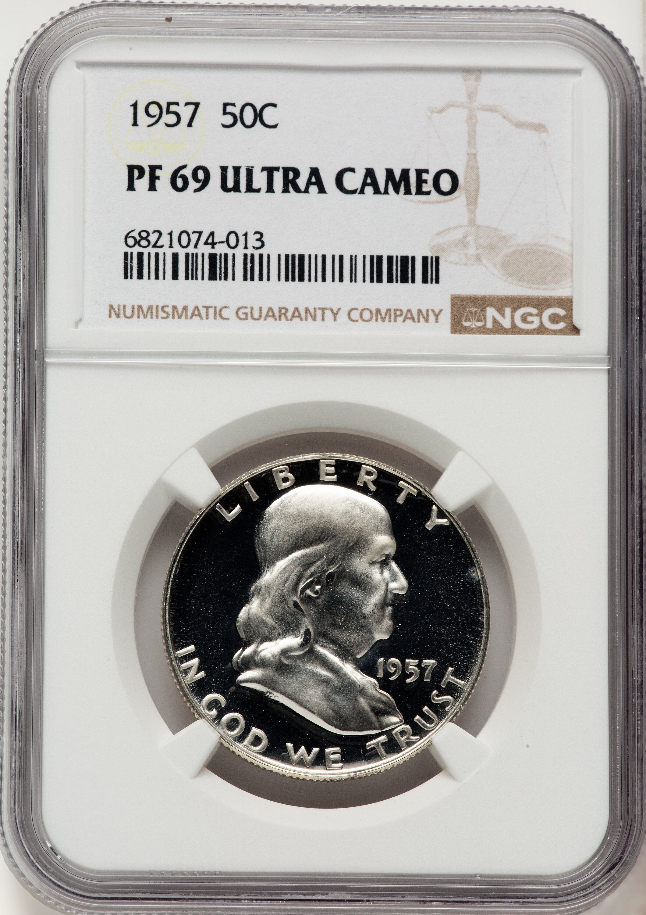 1957 50C Proof Franklin Half Dollar NGC PR69