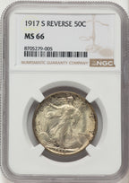 1917-S 50C REVERSE Walking Liberty Half Dollar NGC MS66