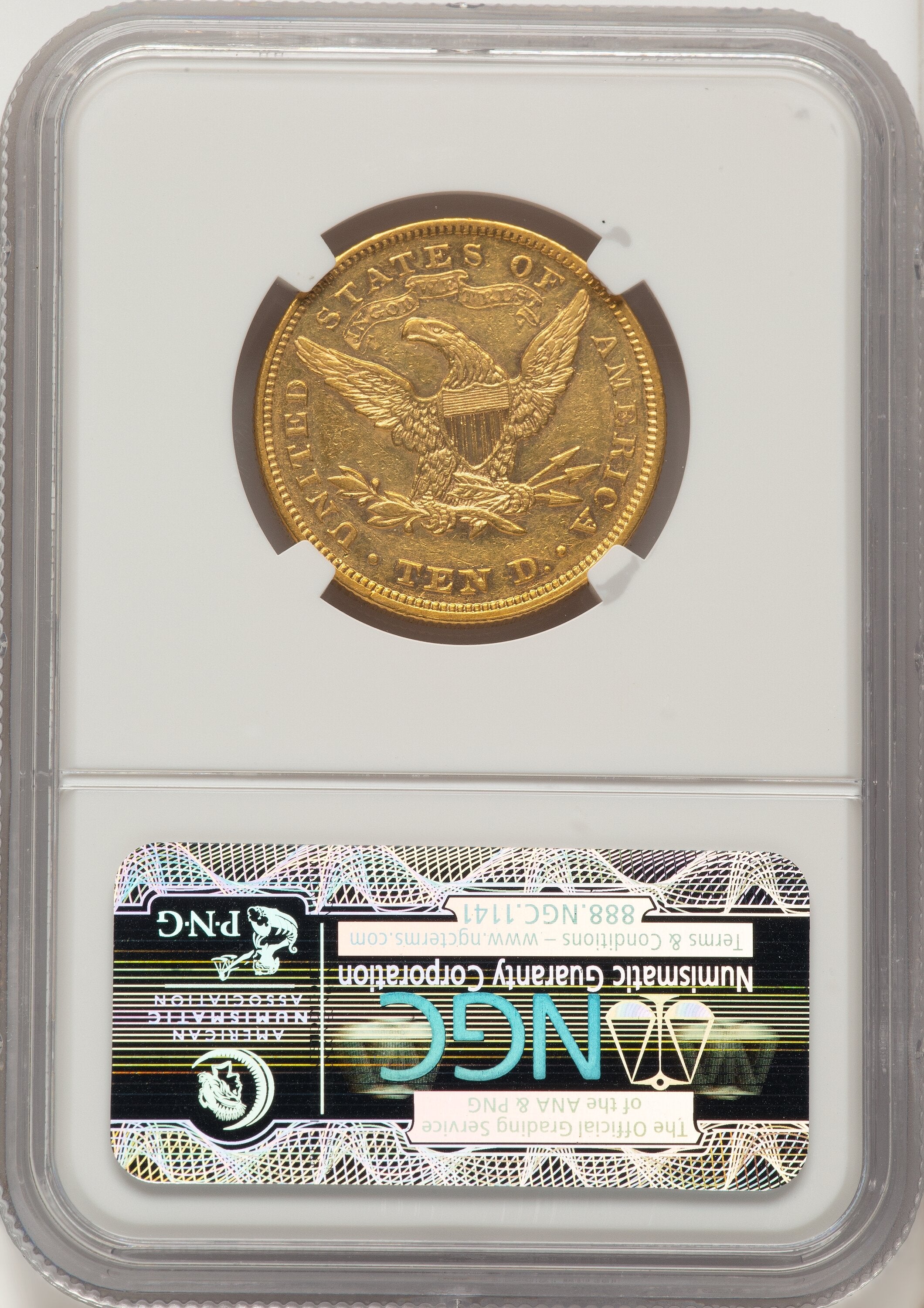 1877 $10 Liberty Eagle NGC AU55+