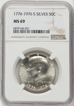 1976-S 50C Silver Kennedy Half Dollar NGC MS69