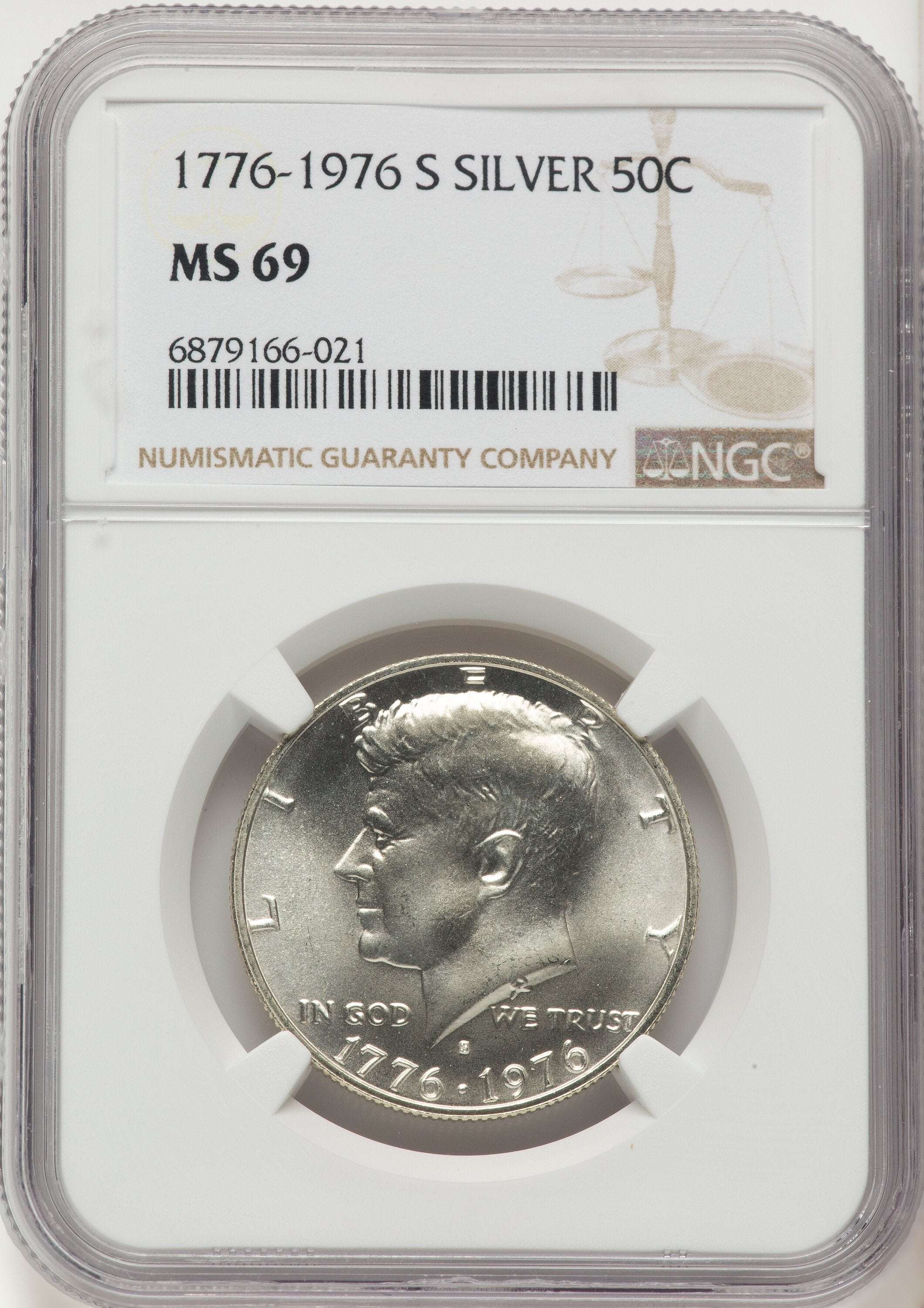 1976-S 50C Silver Kennedy Half Dollar NGC MS69