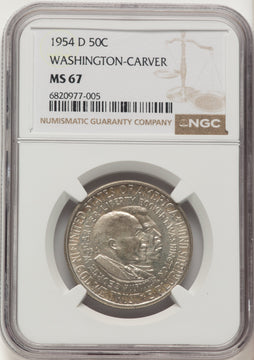1954-D 50C Washington-Carver Commemorative Silver NGC MS67