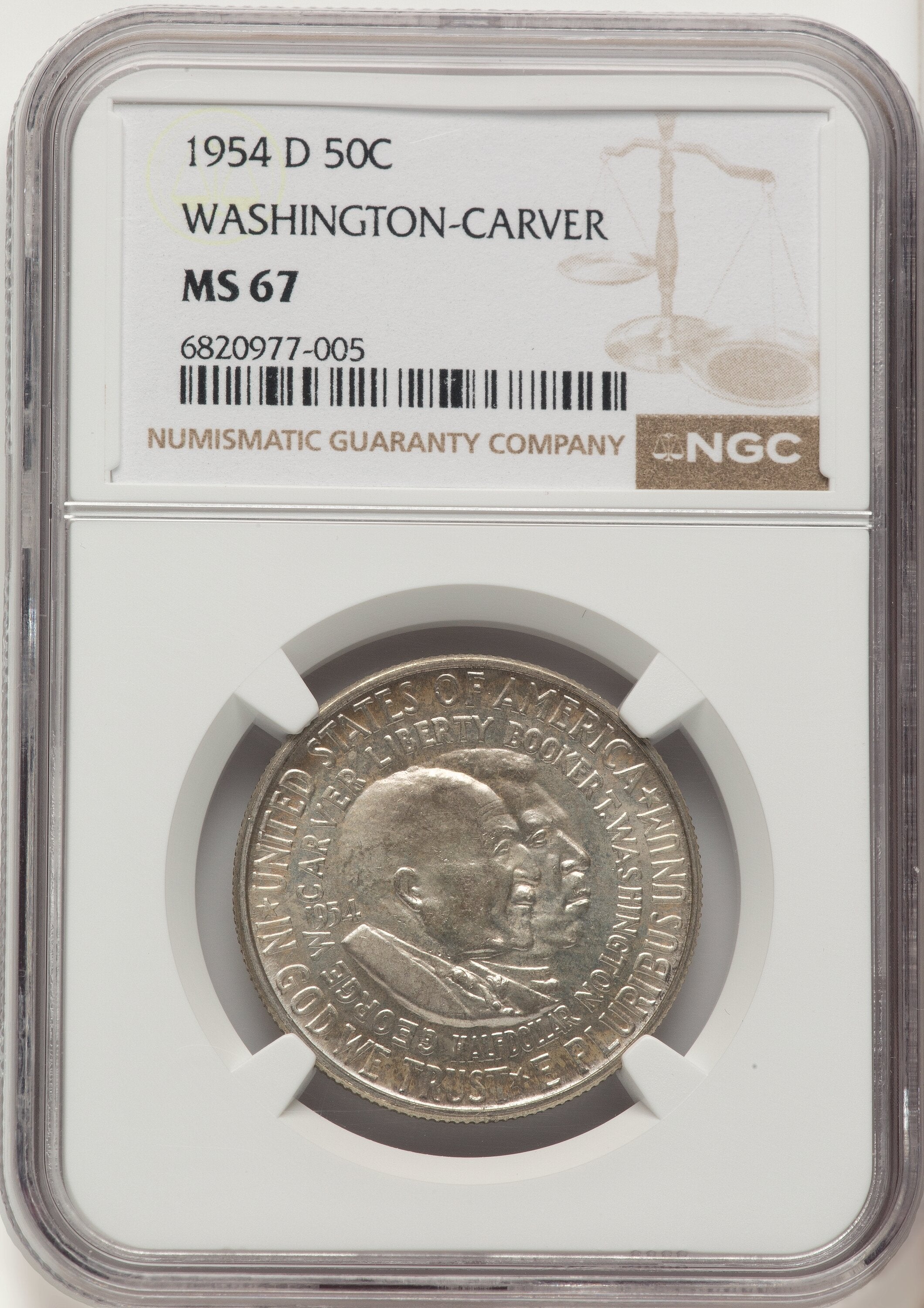 1954-D 50C Washington-Carver Commemorative Silver NGC MS67