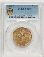 1854-S $10 Liberty Eagle PCGS MS61