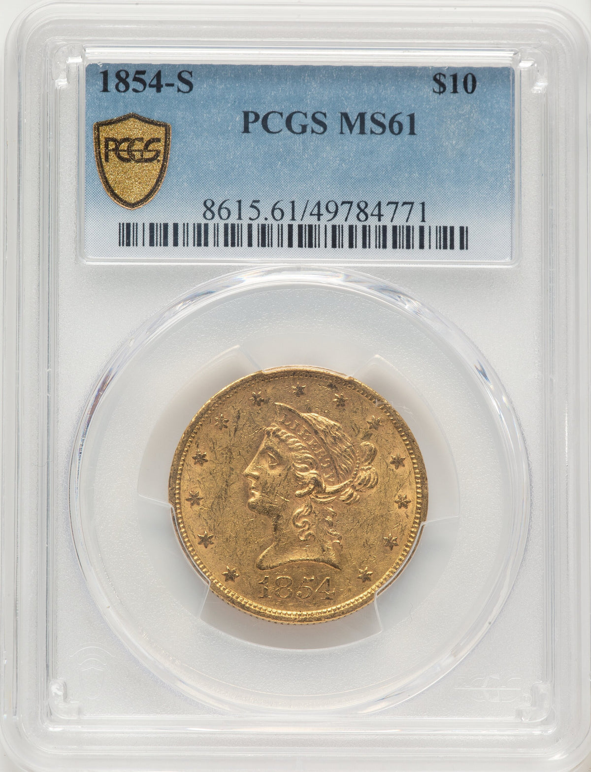 1854-S $10 Liberty Eagle PCGS MS61