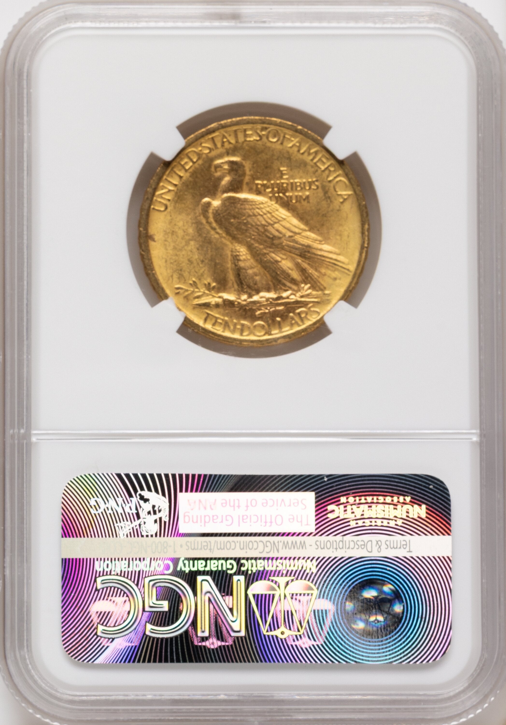 1907 $10 No Motto Indian Eagle NGC MS64