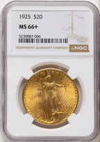 1925 $20 Saint-Gaudens Double Eagle NGC MS66+