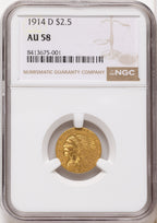 1914-D $2.50 Indian Quarter Eagle NGC AU58