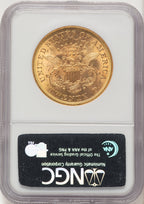 1875 $20 Brown Label Liberty Double Eagle NGC MS62