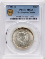 1951-D 50C Washington-Carver Commemorative Silver PCGS MS67