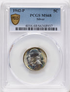 1942-P 5C TYPE 2 Jefferson Nickel PCGS MS68