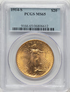 1914-S $20 Saint-Gaudens Double Eagle PCGS MS65
