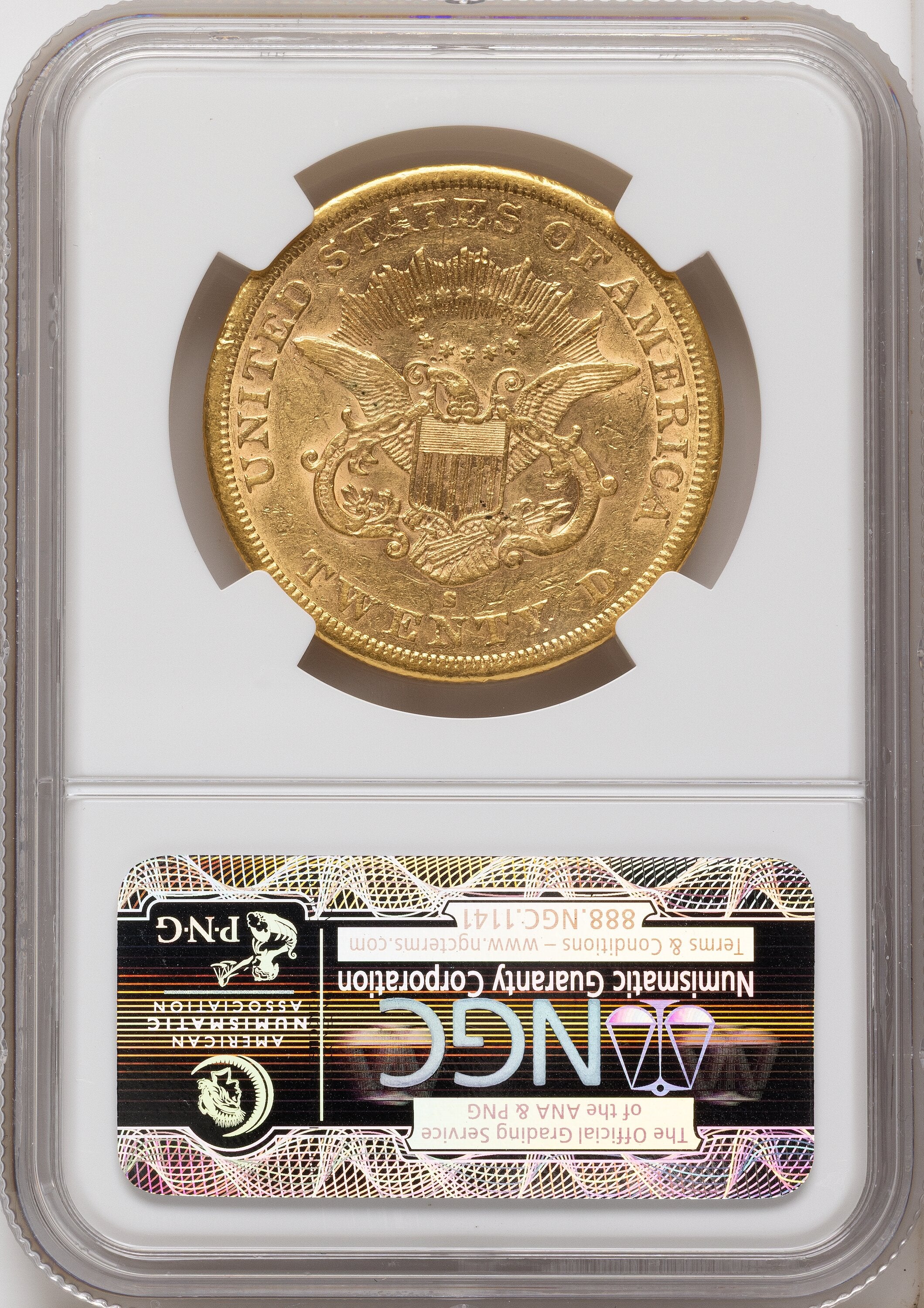 1863-S $20 Liberty Double Eagle NGC XF45