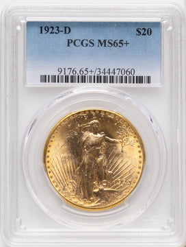 1923-D $20 Saint-Gaudens Double Eagle PCGS MS65+