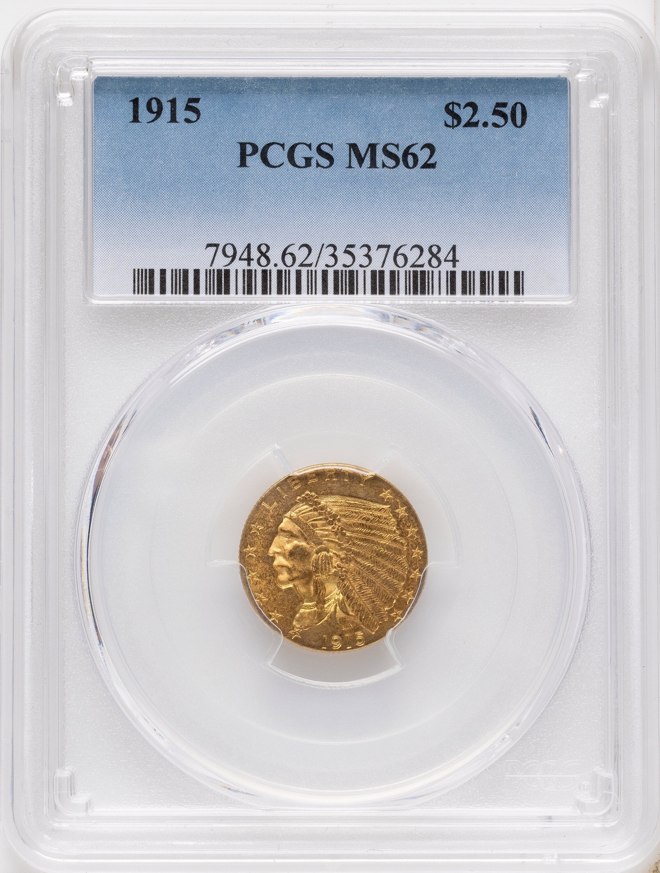 1915 $2.50 Indian Quarter Eagle PCGS MS62