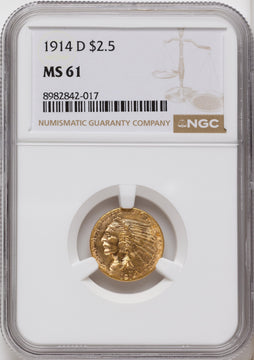 1914-D $2.50 Indian Quarter Eagle NGC MS61