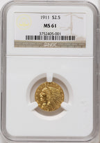 1911 $2.50 Indian Quarter Eagle NGC MS61