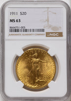 1911 $20 Saint-Gaudens Double Eagle NGC MS63
