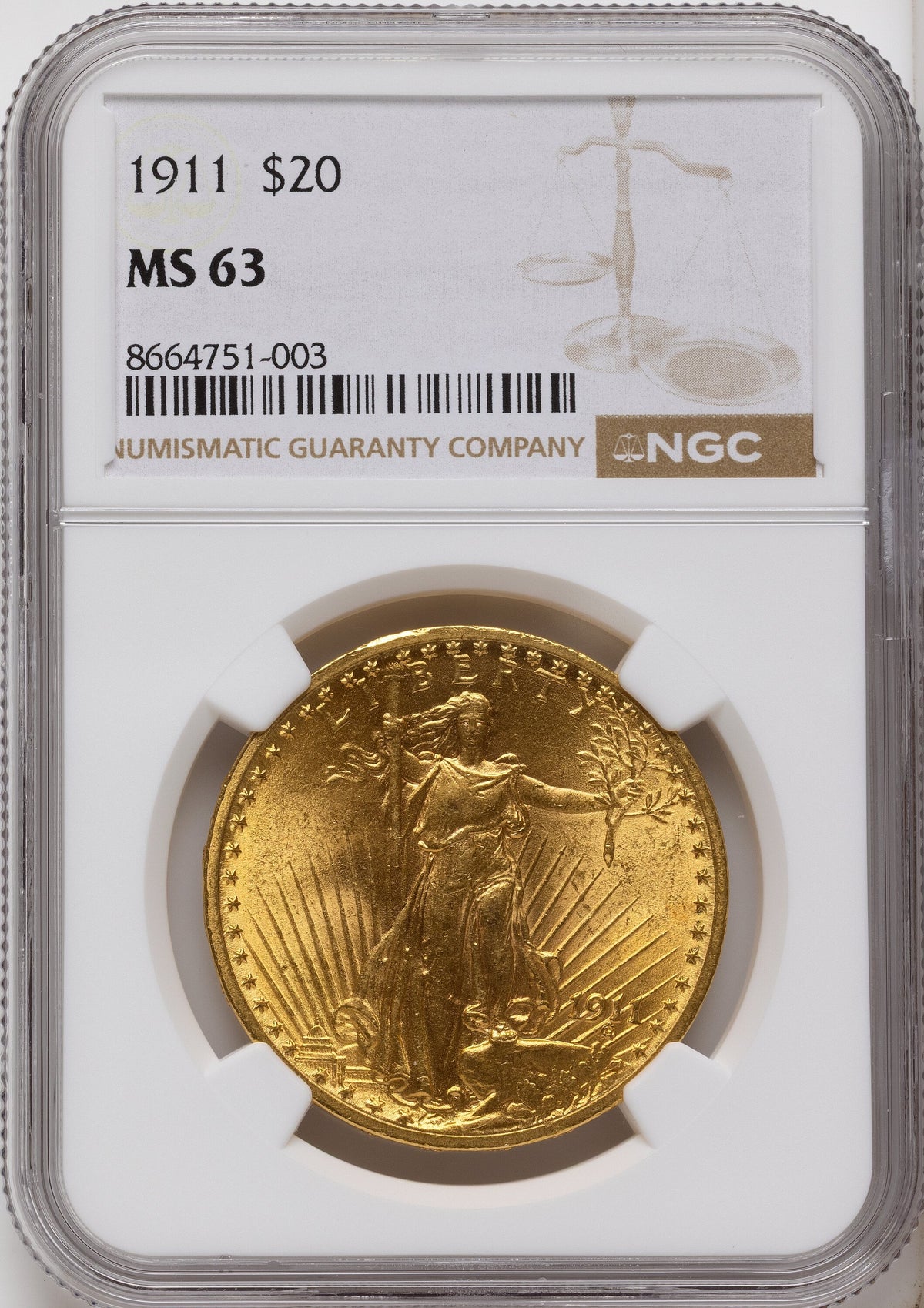 1911 $20 Saint-Gaudens Double Eagle NGC MS63