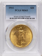 1914 $20 Saint-Gaudens Double Eagle PCGS MS63