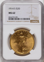1914-S $20 Saint-Gaudens Double Eagle NGC MS62