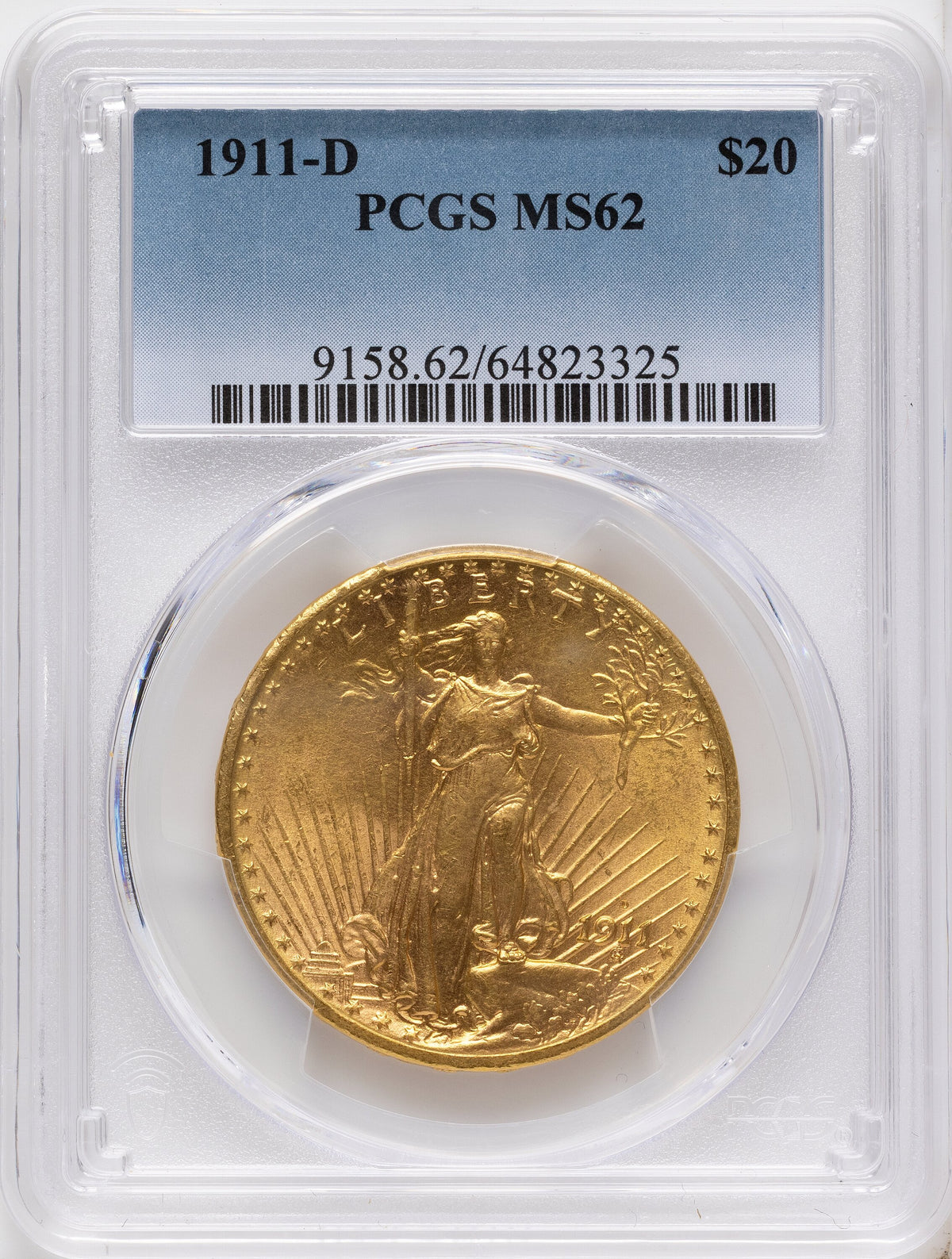 1911-D $20 Saint-Gaudens Double Eagle PCGS MS62