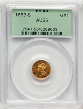 1857-S G$1 Gold Dollar PCGS AU55