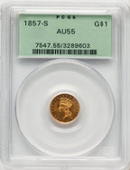 1857-S G$1 Gold Dollar PCGS AU55