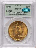 1907 $20 Saint CAC Saint-Gaudens Double Eagle PCGS MS64