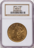 1876-S $20 Liberty Double Eagle NGC MS61