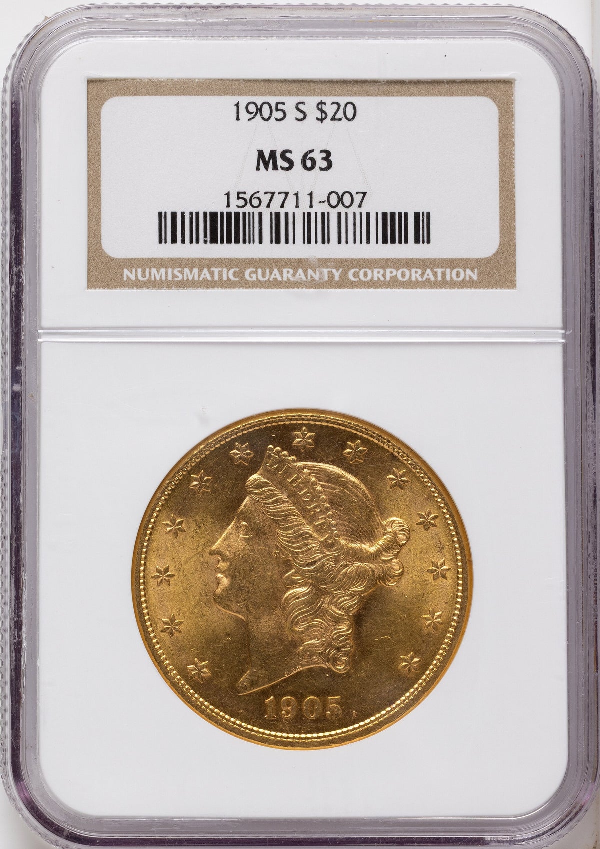 1905-S $20 Liberty Double Eagle NGC MS63