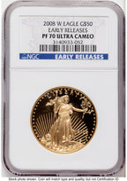 2008-W Proof Gold Eagle 1 oz ER Blue NGC PF70