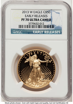 2013-W Proof Gold Eagle 1 oz ER Blue NGC PF70